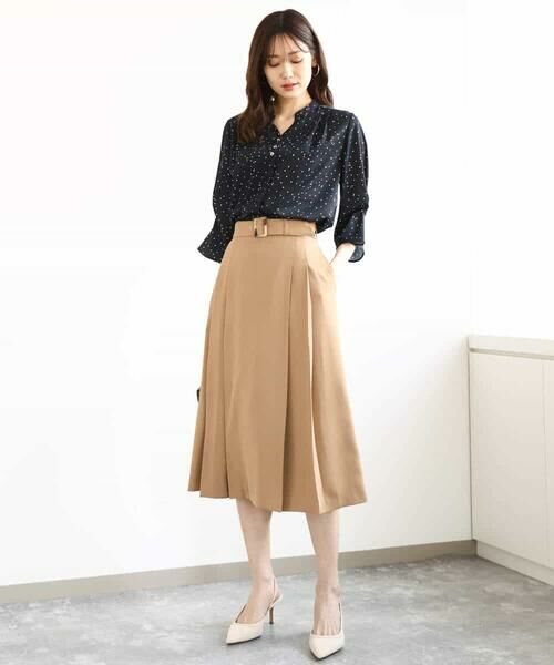 MK MICHEL KLEIN / エムケーミッシェルクラン ロング・マキシ丈スカート | ベルト付きタックプリーツスカート/洗える | 詳細10