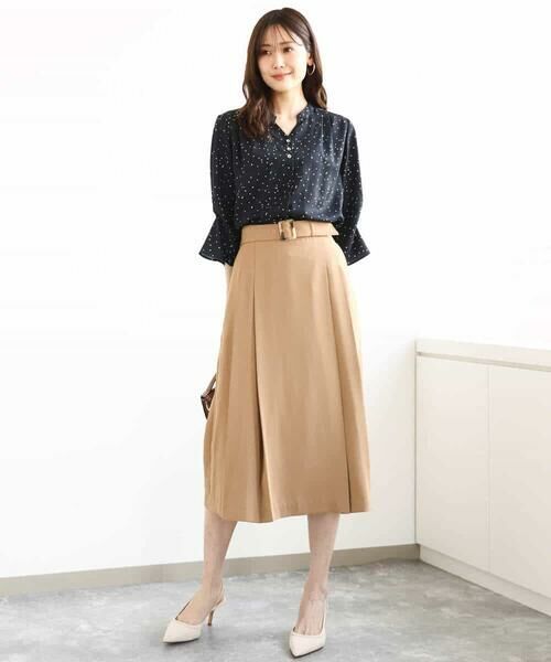 MK MICHEL KLEIN / エムケーミッシェルクラン ロング・マキシ丈スカート | ベルト付きタックプリーツスカート/洗える | 詳細11