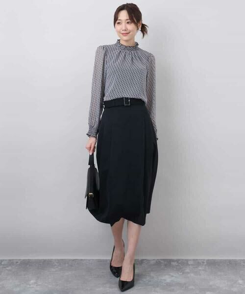 MK MICHEL KLEIN / エムケーミッシェルクラン ロング・マキシ丈スカート | ベルト付きタックプリーツスカート/洗える | 詳細12