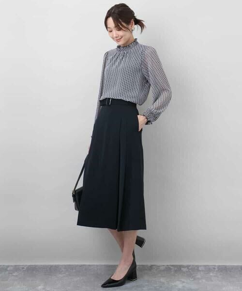 MK MICHEL KLEIN / エムケーミッシェルクラン ロング・マキシ丈スカート | ベルト付きタックプリーツスカート/洗える | 詳細13