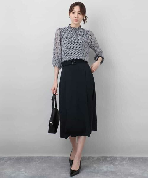 MK MICHEL KLEIN / エムケーミッシェルクラン ロング・マキシ丈スカート | ベルト付きタックプリーツスカート/洗える | 詳細14