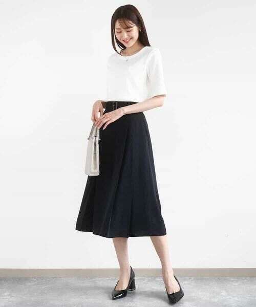 MK MICHEL KLEIN / エムケーミッシェルクラン ロング・マキシ丈スカート | ベルト付きタックプリーツスカート/洗える | 詳細16