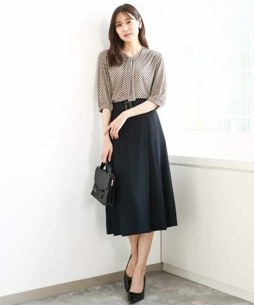 MK MICHEL KLEIN / エムケーミッシェルクラン ロング・マキシ丈スカート | ベルト付きタックプリーツスカート/洗える | 詳細2