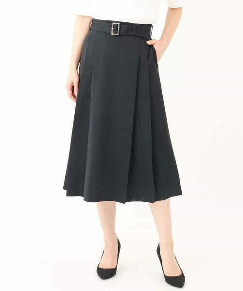 MK MICHEL KLEIN / エムケーミッシェルクラン ロング・マキシ丈スカート | ベルト付きタックプリーツスカート/洗える | 詳細24