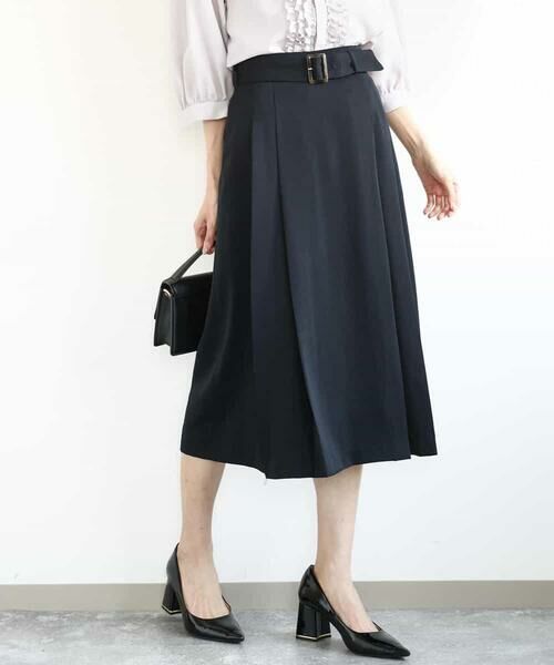 MK MICHEL KLEIN / エムケーミッシェルクラン ロング・マキシ丈スカート | ベルト付きタックプリーツスカート/洗える | 詳細25