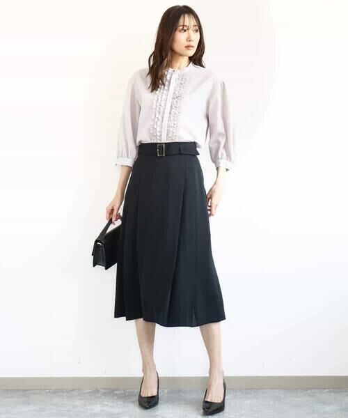 MK MICHEL KLEIN / エムケーミッシェルクラン ロング・マキシ丈スカート | ベルト付きタックプリーツスカート/洗える | 詳細26
