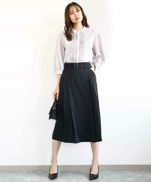 MK MICHEL KLEIN / エムケーミッシェルクラン ロング・マキシ丈スカート | ベルト付きタックプリーツスカート/洗える | 詳細27