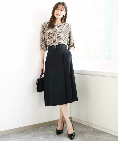 MK MICHEL KLEIN / エムケーミッシェルクラン ロング・マキシ丈スカート | ベルト付きタックプリーツスカート/洗える | 詳細3