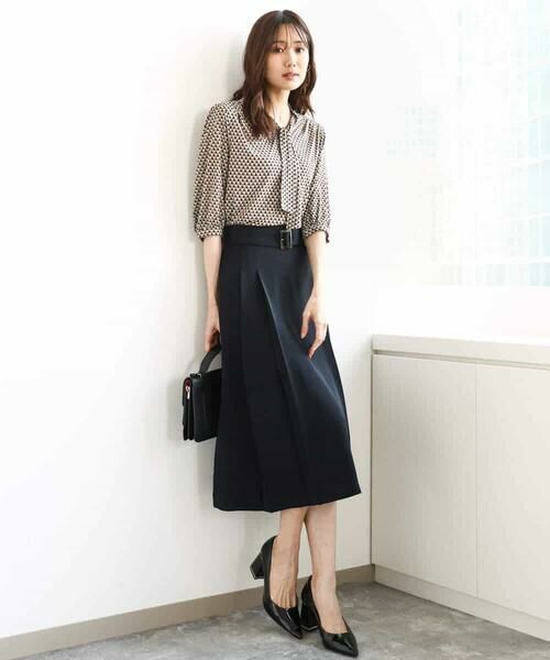 MK MICHEL KLEIN / エムケーミッシェルクラン ロング・マキシ丈スカート | ベルト付きタックプリーツスカート/洗える | 詳細4