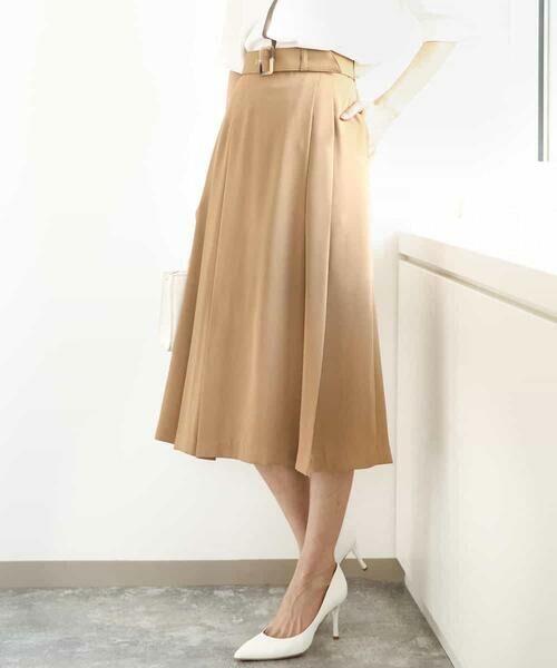 MK MICHEL KLEIN / エムケーミッシェルクラン ロング・マキシ丈スカート | ベルト付きタックプリーツスカート/洗える | 詳細5