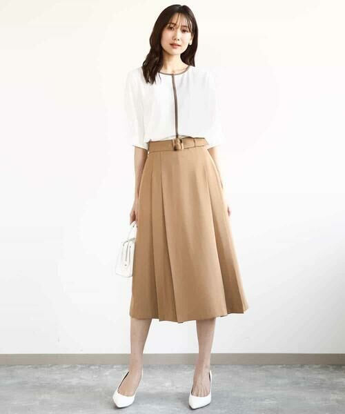 MK MICHEL KLEIN / エムケーミッシェルクラン ロング・マキシ丈スカート | ベルト付きタックプリーツスカート/洗える | 詳細6