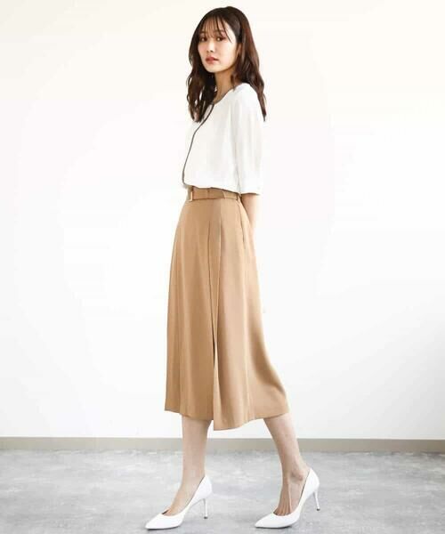 MK MICHEL KLEIN / エムケーミッシェルクラン ロング・マキシ丈スカート | ベルト付きタックプリーツスカート/洗える | 詳細7