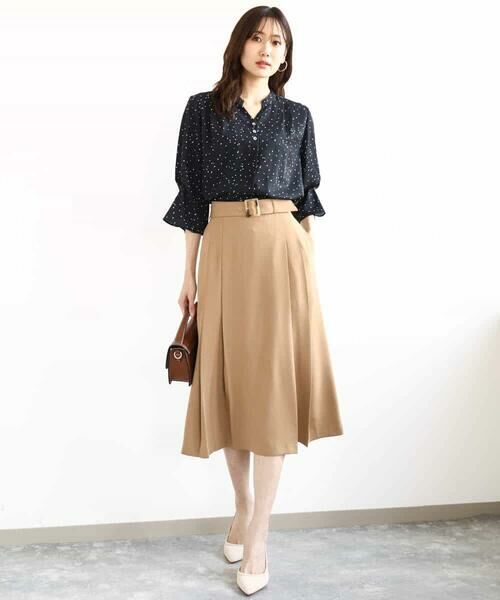 MK MICHEL KLEIN / エムケーミッシェルクラン ロング・マキシ丈スカート | ベルト付きタックプリーツスカート/洗える | 詳細9