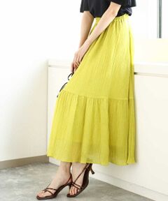 MK MICHEL KLEIN / エムケーミッシェルクラン ロング・マキシ丈スカート | ソフト楊柳ティアードスカート/洗える