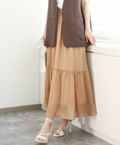 MK MICHEL KLEIN / エムケーミッシェルクラン ロング・マキシ丈スカート | ソフト楊柳ティアードスカート/洗える