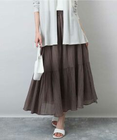 MK MICHEL KLEIN / エムケーミッシェルクラン ロング・マキシ丈スカート | ソフト楊柳ティアードスカート/洗える