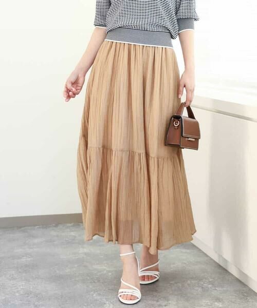 MK MICHEL KLEIN / エムケーミッシェルクラン ロング・マキシ丈スカート | ソフト楊柳ティアードスカート/洗える | 詳細1