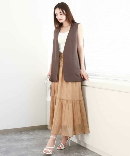 MK MICHEL KLEIN / エムケーミッシェルクラン ロング・マキシ丈スカート | ソフト楊柳ティアードスカート/洗える | 詳細10