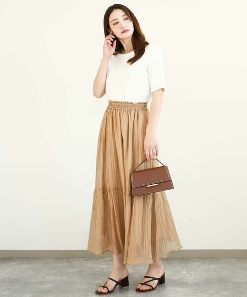 MK MICHEL KLEIN / エムケーミッシェルクラン ロング・マキシ丈スカート | ソフト楊柳ティアードスカート/洗える | 詳細12