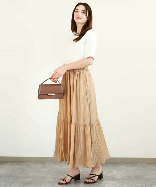 MK MICHEL KLEIN / エムケーミッシェルクラン ロング・マキシ丈スカート | ソフト楊柳ティアードスカート/洗える | 詳細13