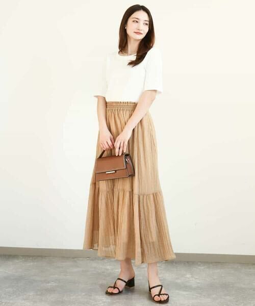 MK MICHEL KLEIN / エムケーミッシェルクラン ロング・マキシ丈スカート | ソフト楊柳ティアードスカート/洗える | 詳細14