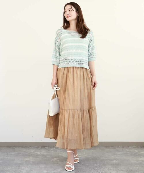 MK MICHEL KLEIN / エムケーミッシェルクラン ロング・マキシ丈スカート | ソフト楊柳ティアードスカート/洗える | 詳細18