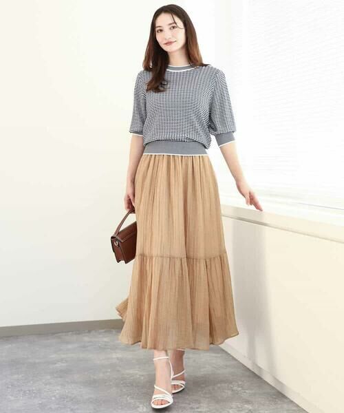 MK MICHEL KLEIN / エムケーミッシェルクラン ロング・マキシ丈スカート | ソフト楊柳ティアードスカート/洗える | 詳細2