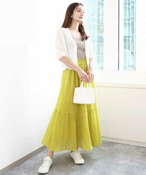 MK MICHEL KLEIN / エムケーミッシェルクラン ロング・マキシ丈スカート | ソフト楊柳ティアードスカート/洗える | 詳細26