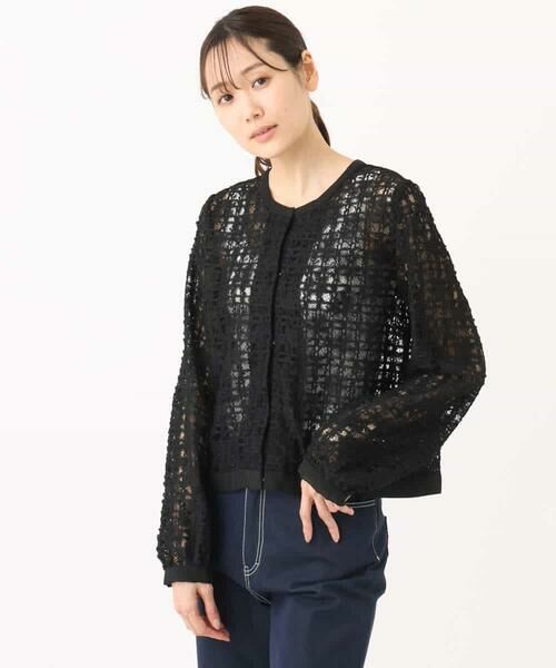 MK MICHEL KLEIN / エムケーミッシェルクラン その他アウター | レースチュールノーカラーライトブルゾン/洗える | 詳細23