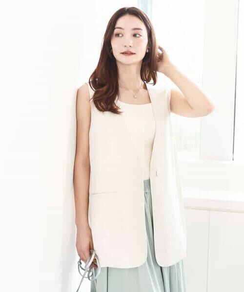 MK MICHEL KLEIN / エムケーミッシェルクラン ベスト | リネン混Vネックジレ/洗える | 詳細1
