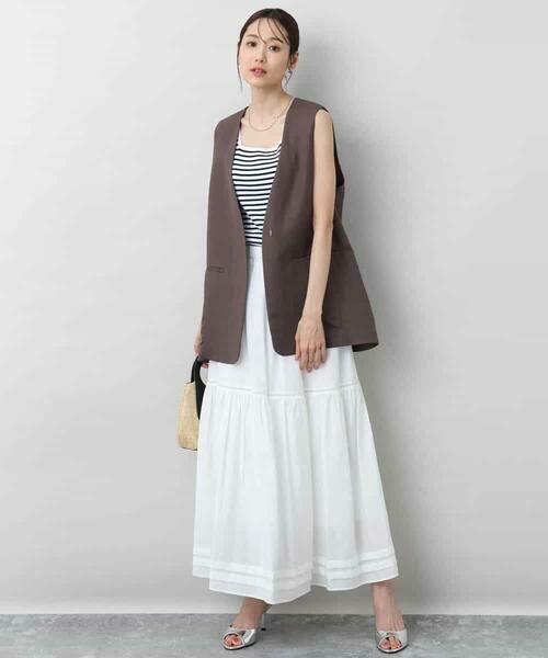 MK MICHEL KLEIN / エムケーミッシェルクラン ベスト | リネン混Vネックジレ/洗える | 詳細22