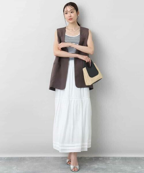 MK MICHEL KLEIN / エムケーミッシェルクラン ベスト | リネン混Vネックジレ/洗える | 詳細23