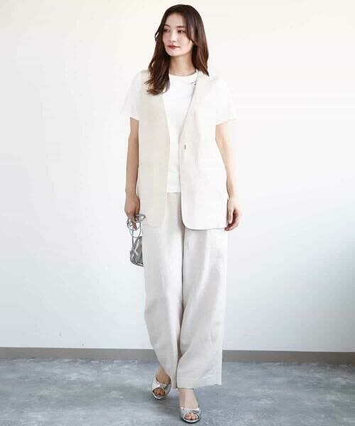 MK MICHEL KLEIN / エムケーミッシェルクラン ベスト | リネン混Vネックジレ/洗える | 詳細6