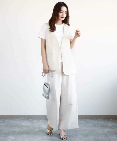 MK MICHEL KLEIN / エムケーミッシェルクラン ベスト | リネン混Vネックジレ/洗える | 詳細7