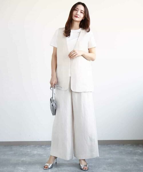 MK MICHEL KLEIN / エムケーミッシェルクラン ベスト | リネン混Vネックジレ/洗える | 詳細8