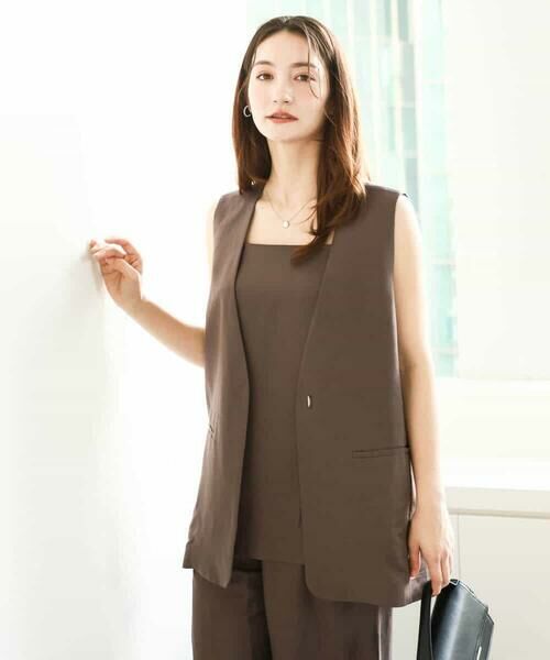 MK MICHEL KLEIN / エムケーミッシェルクラン ベスト | リネン混Vネックジレ/洗える | 詳細9