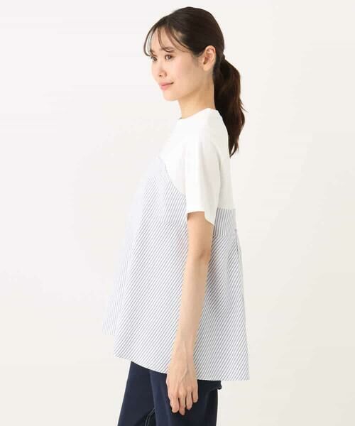 MK MICHEL KLEIN / エムケーミッシェルクラン カットソー | ビスチェレイヤード風フレアーTシャツ(ストライプ)/洗える | 詳細11