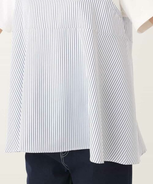 MK MICHEL KLEIN / エムケーミッシェルクラン カットソー | ビスチェレイヤード風フレアーTシャツ(ストライプ)/洗える | 詳細16