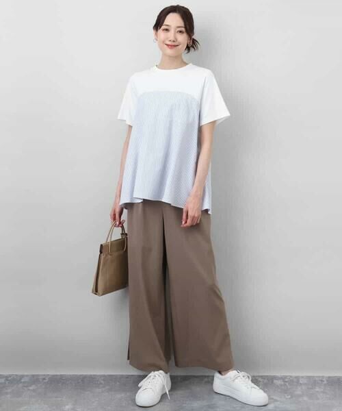 MK MICHEL KLEIN / エムケーミッシェルクラン カットソー | ビスチェレイヤード風フレアーTシャツ(ストライプ)/洗える | 詳細6