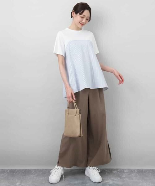 MK MICHEL KLEIN / エムケーミッシェルクラン カットソー | ビスチェレイヤード風フレアーTシャツ(ストライプ)/洗える | 詳細7