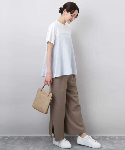 MK MICHEL KLEIN / エムケーミッシェルクラン カットソー | ビスチェレイヤード風フレアーTシャツ(ストライプ)/洗える | 詳細8