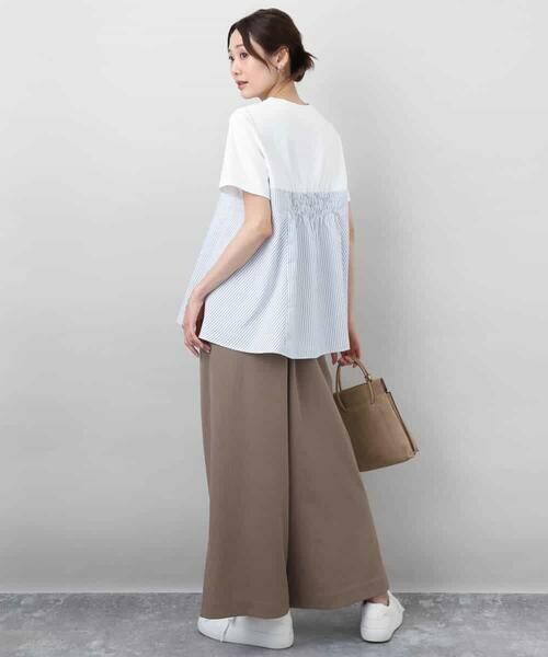 MK MICHEL KLEIN / エムケーミッシェルクラン カットソー | ビスチェレイヤード風フレアーTシャツ(ストライプ)/洗える | 詳細9