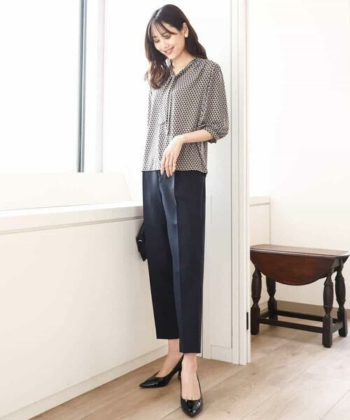 MK MICHEL KLEIN / エムケーミッシェルクラン カットソー | 幾何柄ボウタイジャージーカットソー/洗える | 詳細10