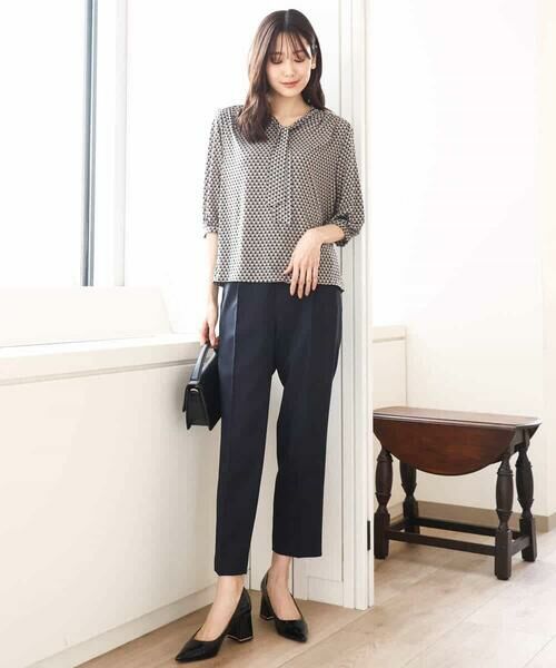 MK MICHEL KLEIN / エムケーミッシェルクラン カットソー | 幾何柄ボウタイジャージーカットソー/洗える | 詳細11