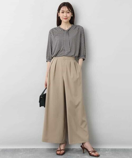 MK MICHEL KLEIN / エムケーミッシェルクラン カットソー | 幾何柄ボウタイジャージーカットソー/洗える | 詳細17