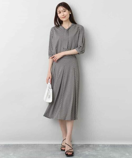 MK MICHEL KLEIN / エムケーミッシェルクラン カットソー | 幾何柄ボウタイジャージーカットソー/洗える | 詳細21