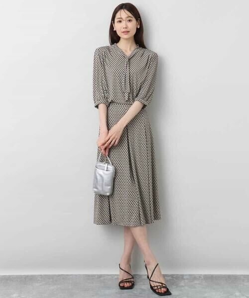 MK MICHEL KLEIN / エムケーミッシェルクラン カットソー | 幾何柄ボウタイジャージーカットソー/洗える | 詳細23