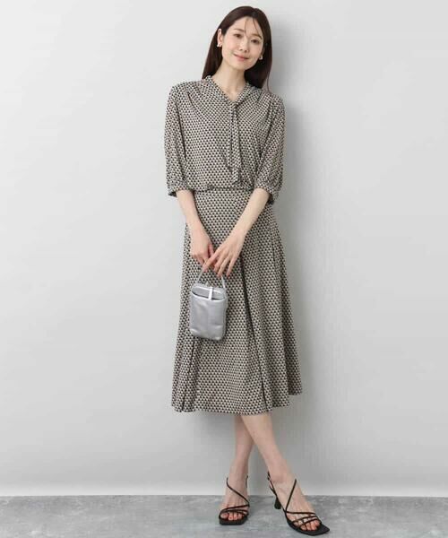 MK MICHEL KLEIN / エムケーミッシェルクラン カットソー | 幾何柄ボウタイジャージーカットソー/洗える | 詳細26