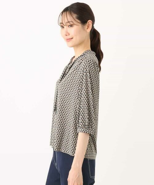 MK MICHEL KLEIN / エムケーミッシェルクラン カットソー | 幾何柄ボウタイジャージーカットソー/洗える | 詳細28