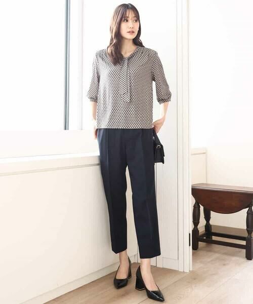 MK MICHEL KLEIN / エムケーミッシェルクラン カットソー | 幾何柄ボウタイジャージーカットソー/洗える | 詳細9